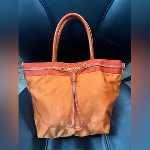 Prada Orange Tessuto Nylon / Leather Tote